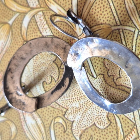 925 Modernist Sterling Silver Hoop Earrings - Picture 5 of 7